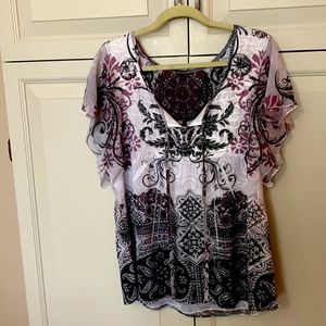 Lined short sleeve top, size XL